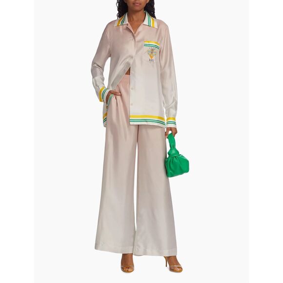 NWT Casablanca Side Stripe Ombre Effect Silk Wide Leg Pants in Pink Size 42 $106 - Picture 1 of 11